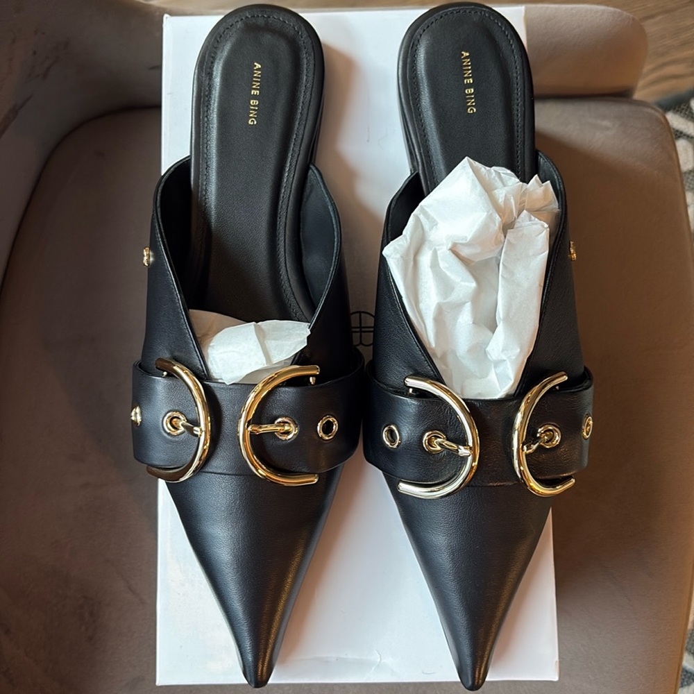 NWT ANINE BING Zoe buckle-detail mules size EU40 9-10 US
